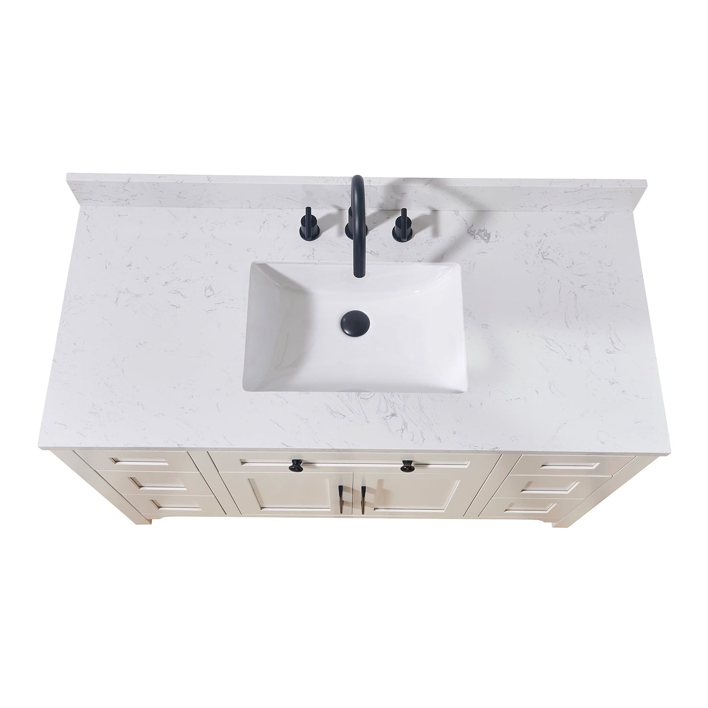 49"  Composite Stone Vanity Top in Aosta White with White Sink