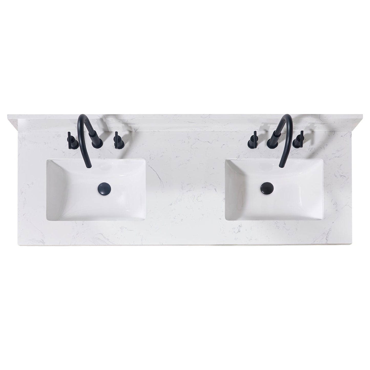 61"  Composite Stone Vanity Top in Aosta White with White Sink