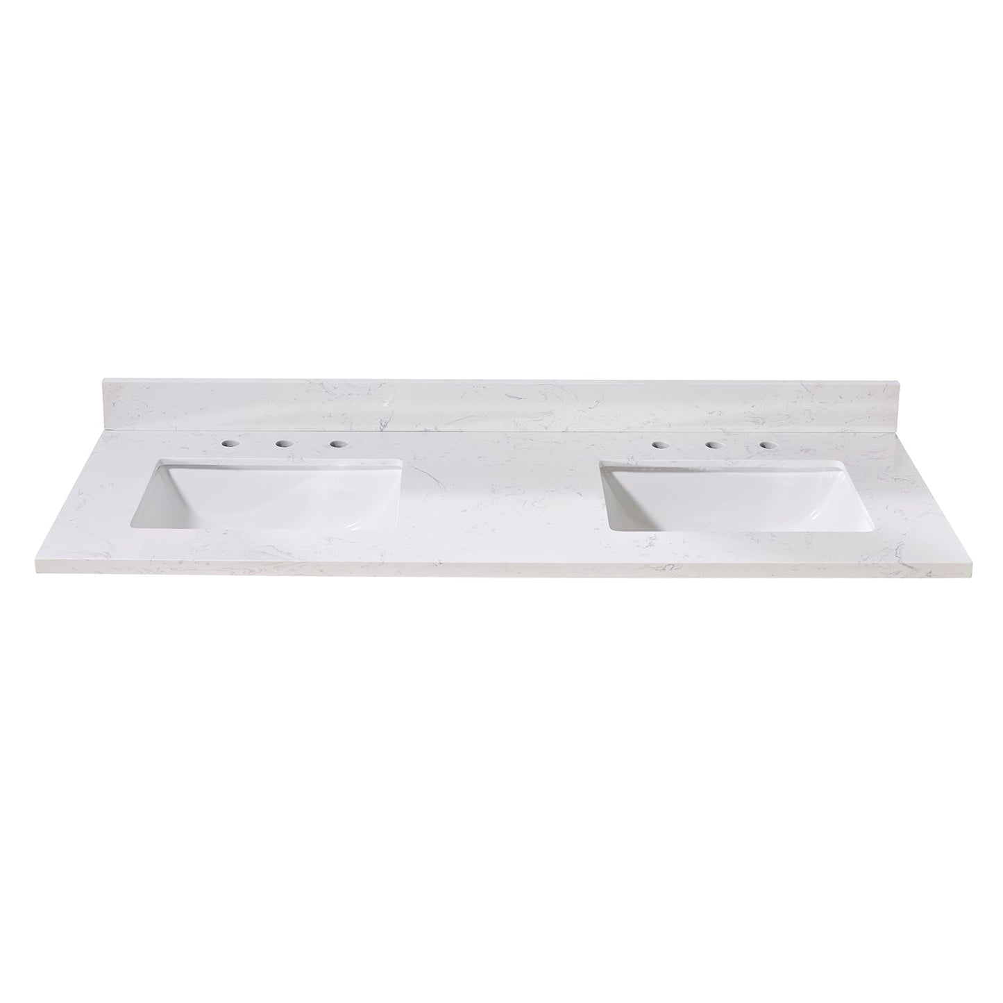 61"  Composite Stone Vanity Top in Aosta White with White Sink