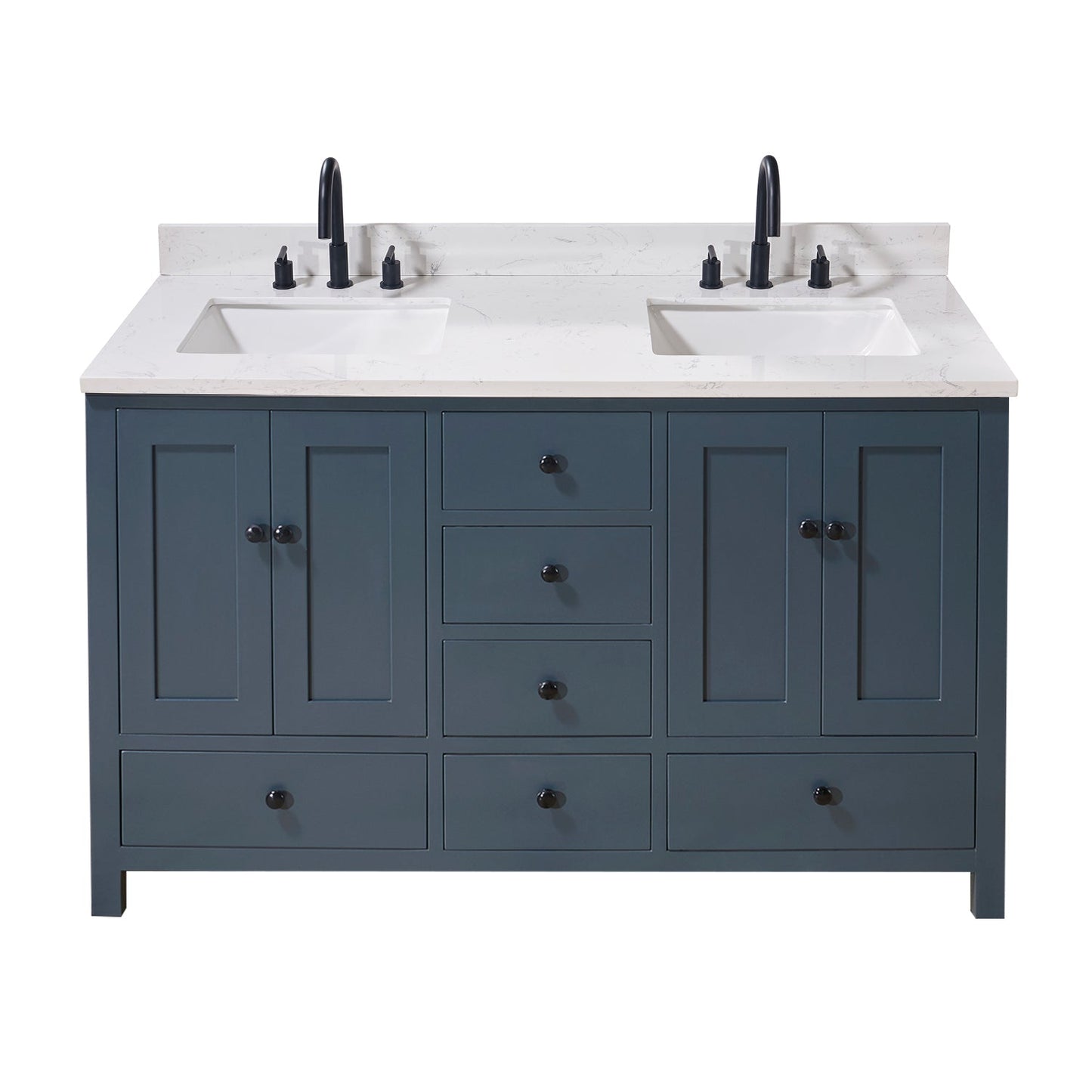 61"  Composite Stone Vanity Top in Aosta White with White Sink