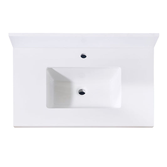 31"  Composite Stone Vanity Top in Snow White with White Sink