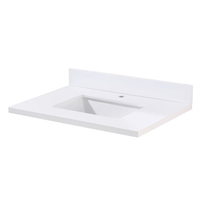 31"  Composite Stone Vanity Top in Snow White with White Sink