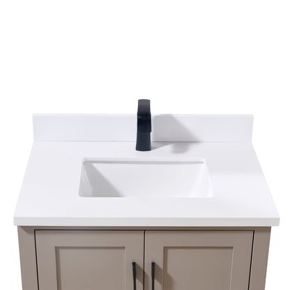 31"  Composite Stone Vanity Top in Snow White with White Sink