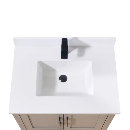 31"  Composite Stone Vanity Top in Snow White with White Sink