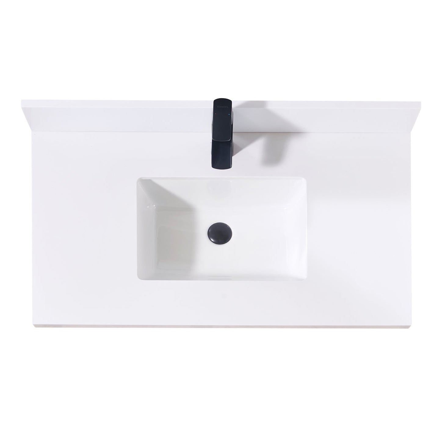 37"  Composite Stone Vanity Top in Snow White with White Sink