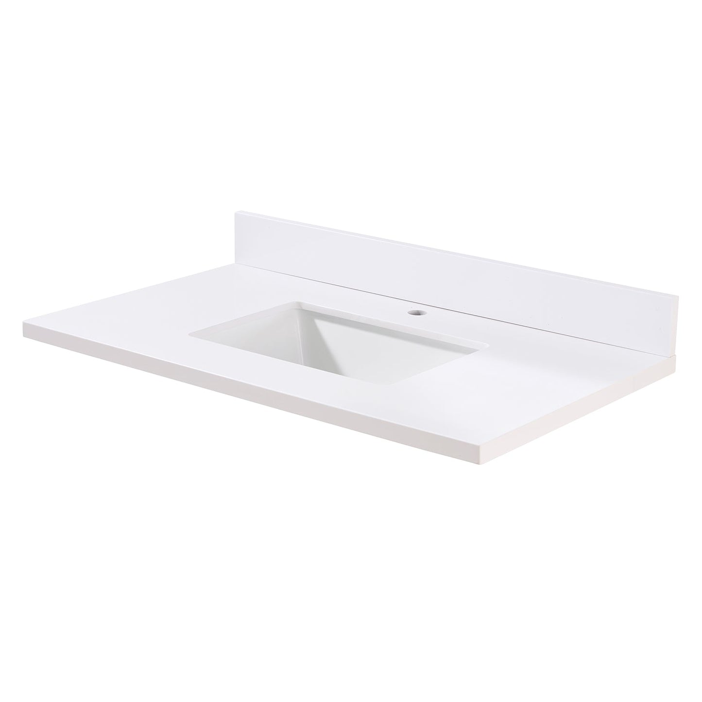 37"  Composite Stone Vanity Top in Snow White with White Sink