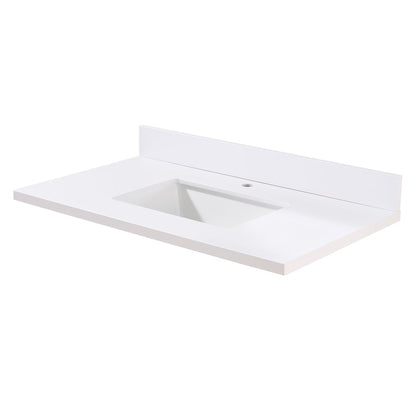 37"  Composite Stone Vanity Top in Snow White with White Sink