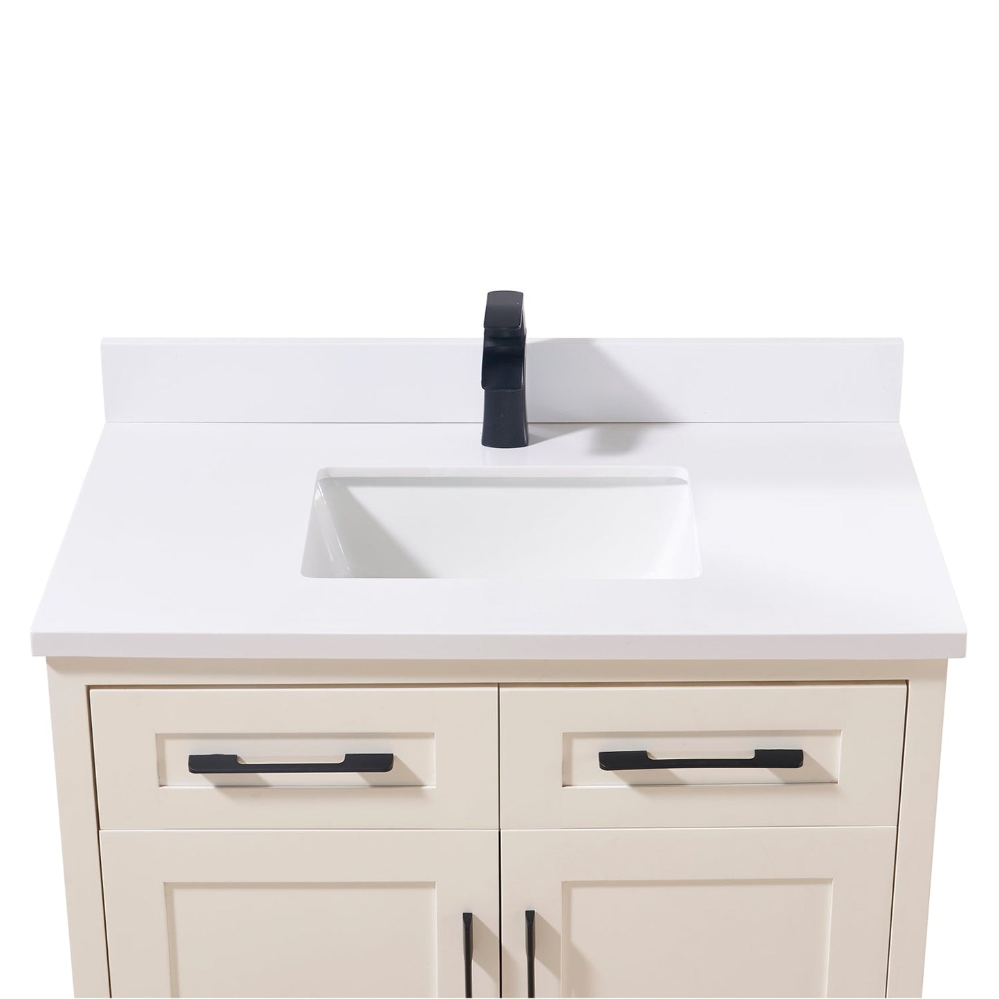 37"  Composite Stone Vanity Top in Snow White with White Sink