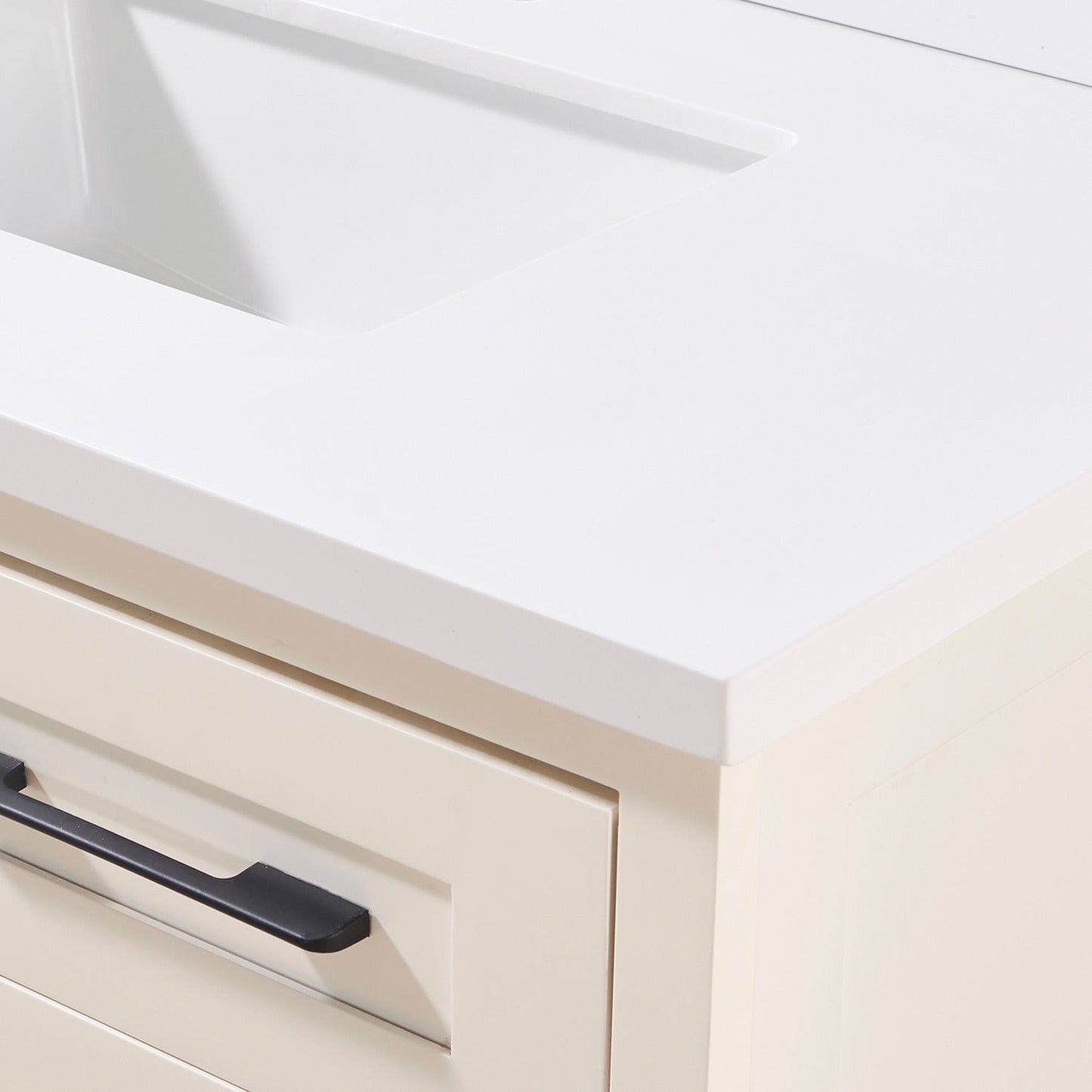 37"  Composite Stone Vanity Top in Snow White with White Sink