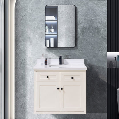 37"  Composite Stone Vanity Top in Snow White with White Sink