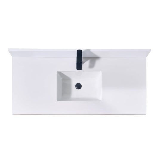 49"  Composite Stone Vanity Top in Snow White with White Sink