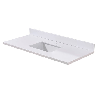 49"  Composite Stone Vanity Top in Snow White with White Sink