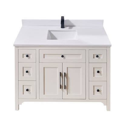 49"  Composite Stone Vanity Top in Snow White with White Sink