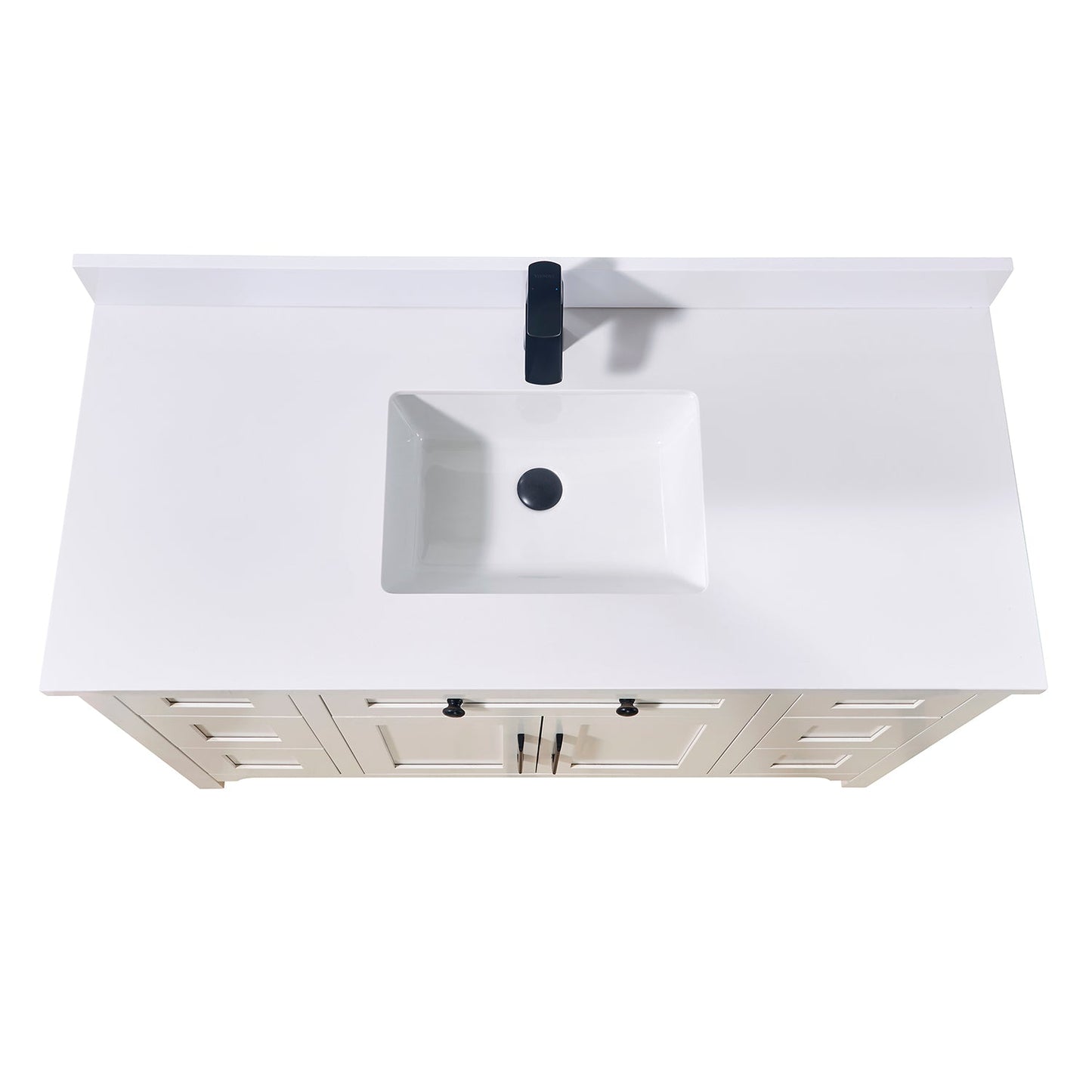 49"  Composite Stone Vanity Top in Snow White with White Sink