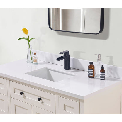 49"  Composite Stone Vanity Top in Snow White with White Sink