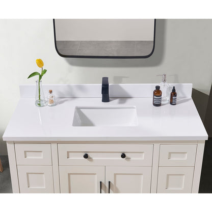 49"  Composite Stone Vanity Top in Snow White with White Sink