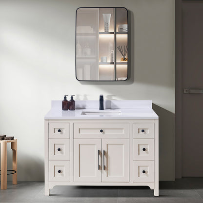 49"  Composite Stone Vanity Top in Snow White with White Sink