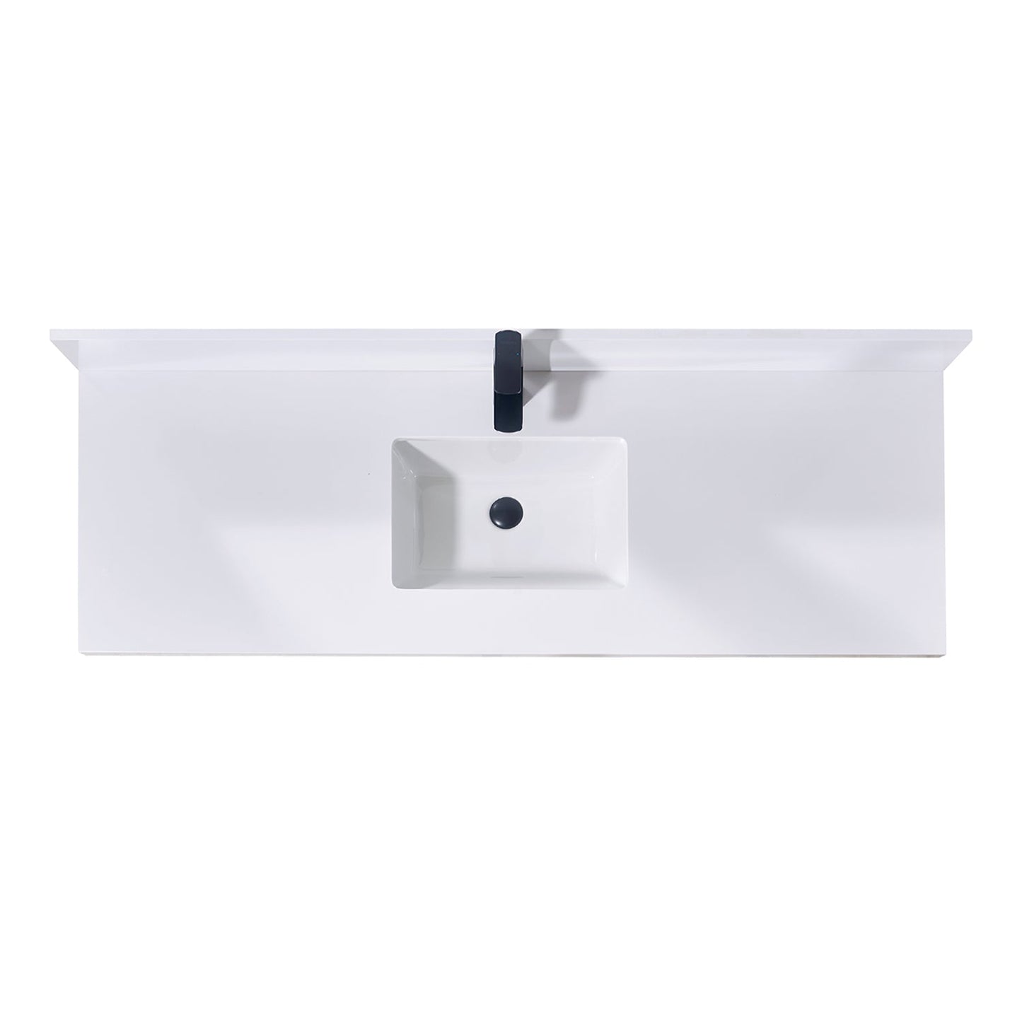 61"  Composite Stone Vanity Top in Snow White with Single White Sink