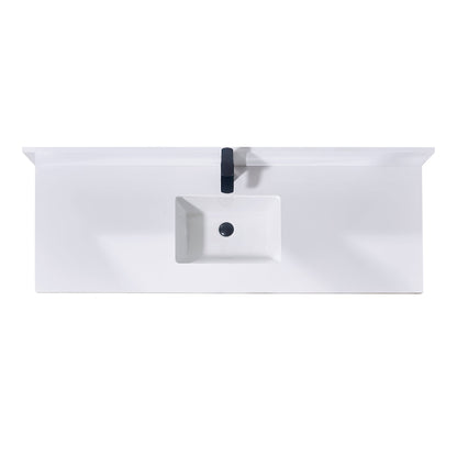 61"  Composite Stone Vanity Top in Snow White with Single White Sink