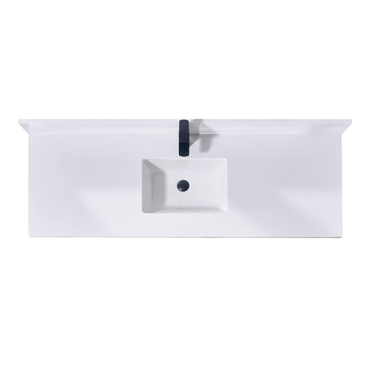 61"  Composite Stone Vanity Top in Snow White with Single White Sink