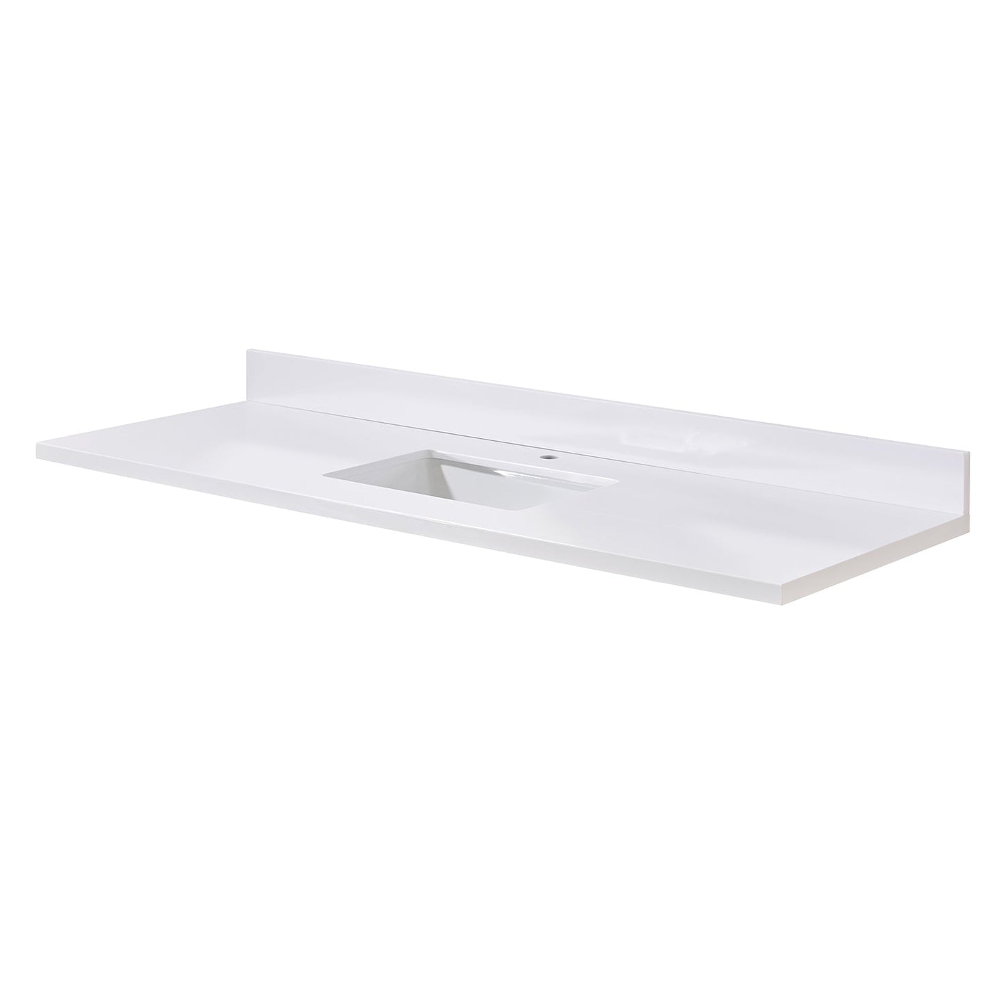 61"  Composite Stone Vanity Top in Snow White with Single White Sink