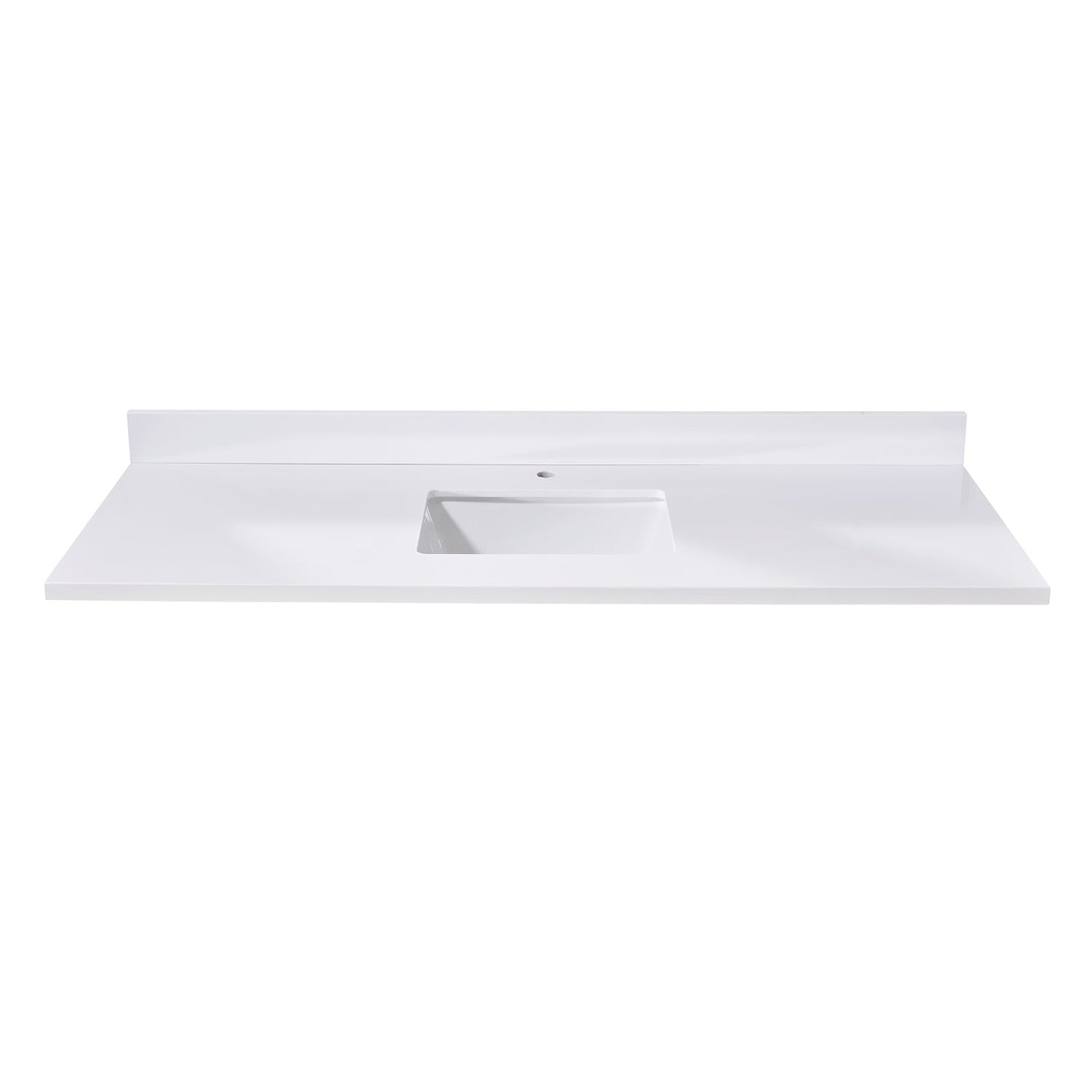 61"  Composite Stone Vanity Top in Snow White with Single White Sink