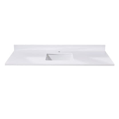 61"  Composite Stone Vanity Top in Snow White with Single White Sink