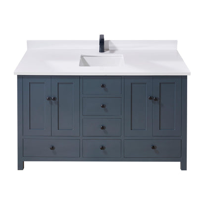 61"  Composite Stone Vanity Top in Snow White with Single White Sink