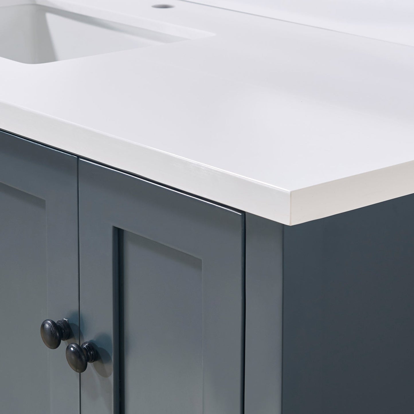 61"  Composite Stone Vanity Top in Snow White with Single White Sink