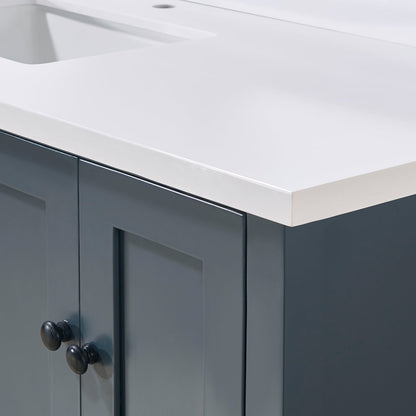 61"  Composite Stone Vanity Top in Snow White with Single White Sink