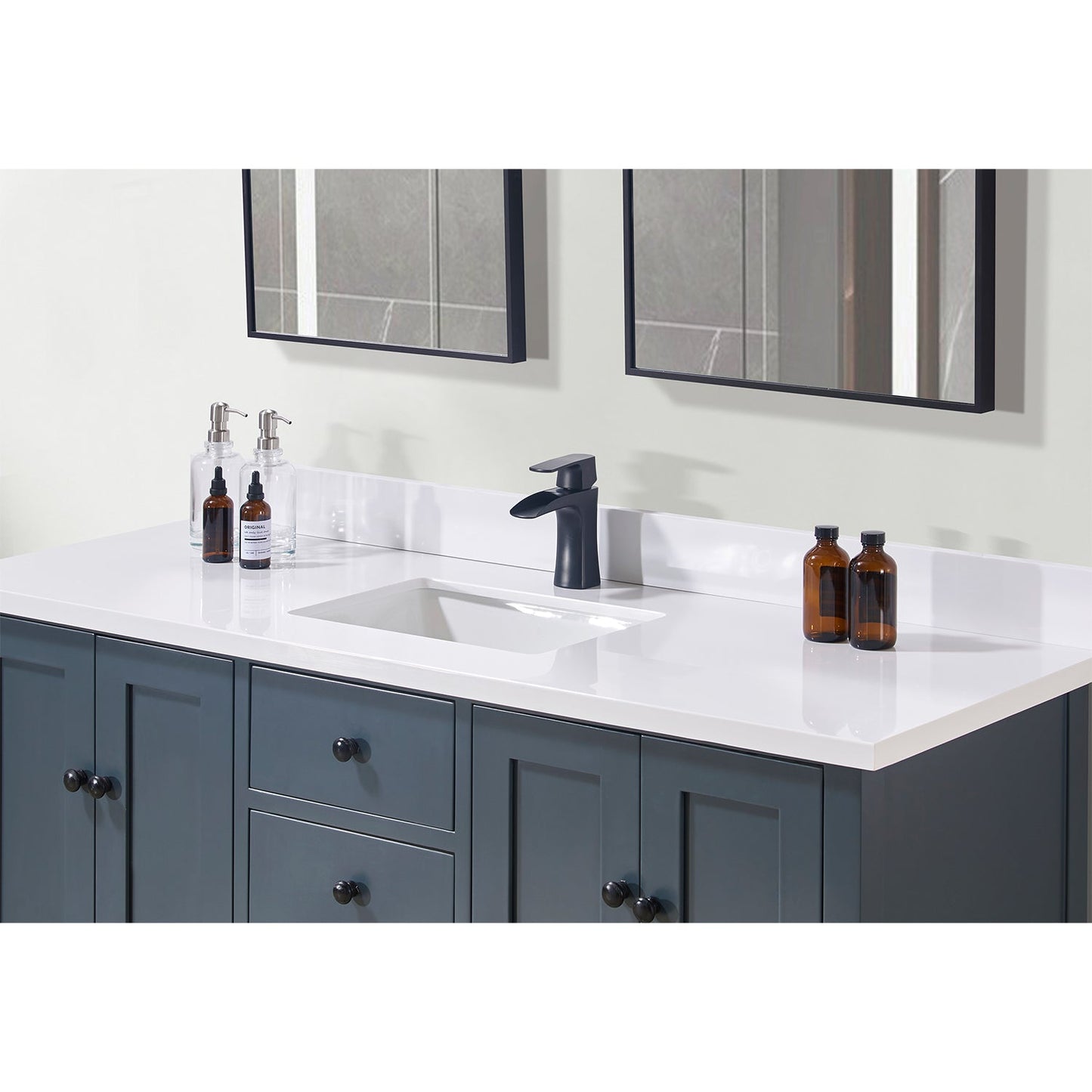 61"  Composite Stone Vanity Top in Snow White with Single White Sink