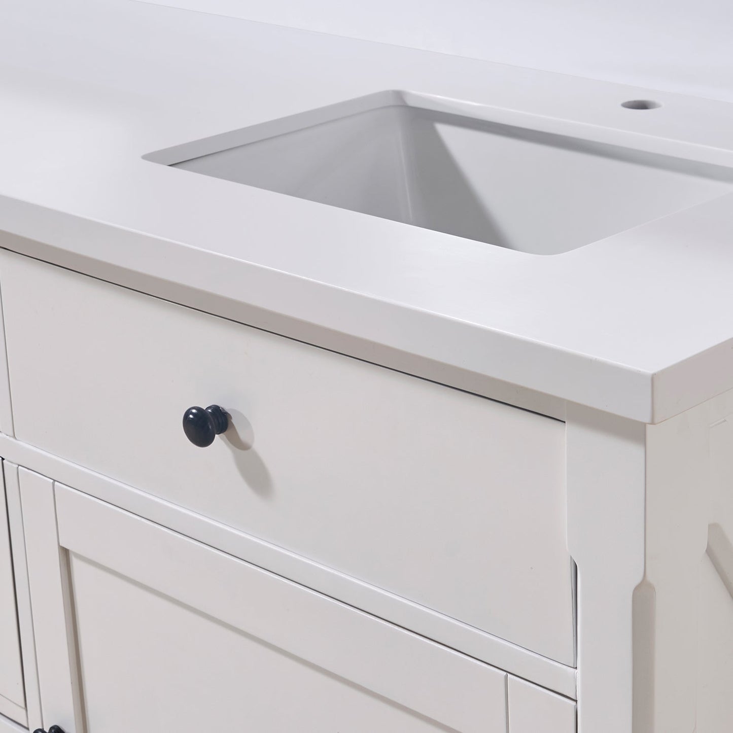 73"  Composite Stone Vanity Top in Snow White with White Sink