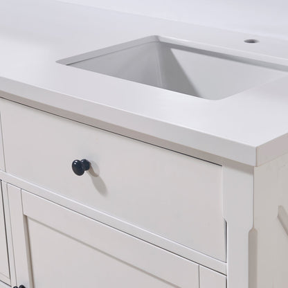 73"  Composite Stone Vanity Top in Snow White with White Sink