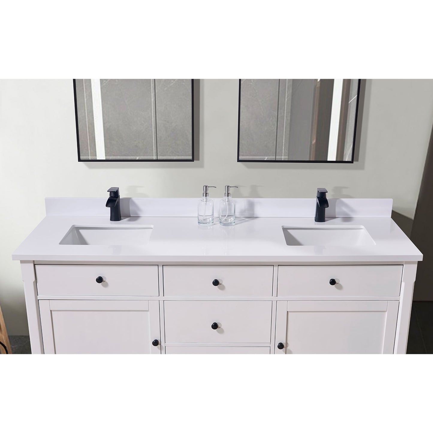 73"  Composite Stone Vanity Top in Snow White with White Sink