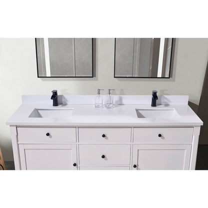 73"  Composite Stone Vanity Top in Snow White with White Sink