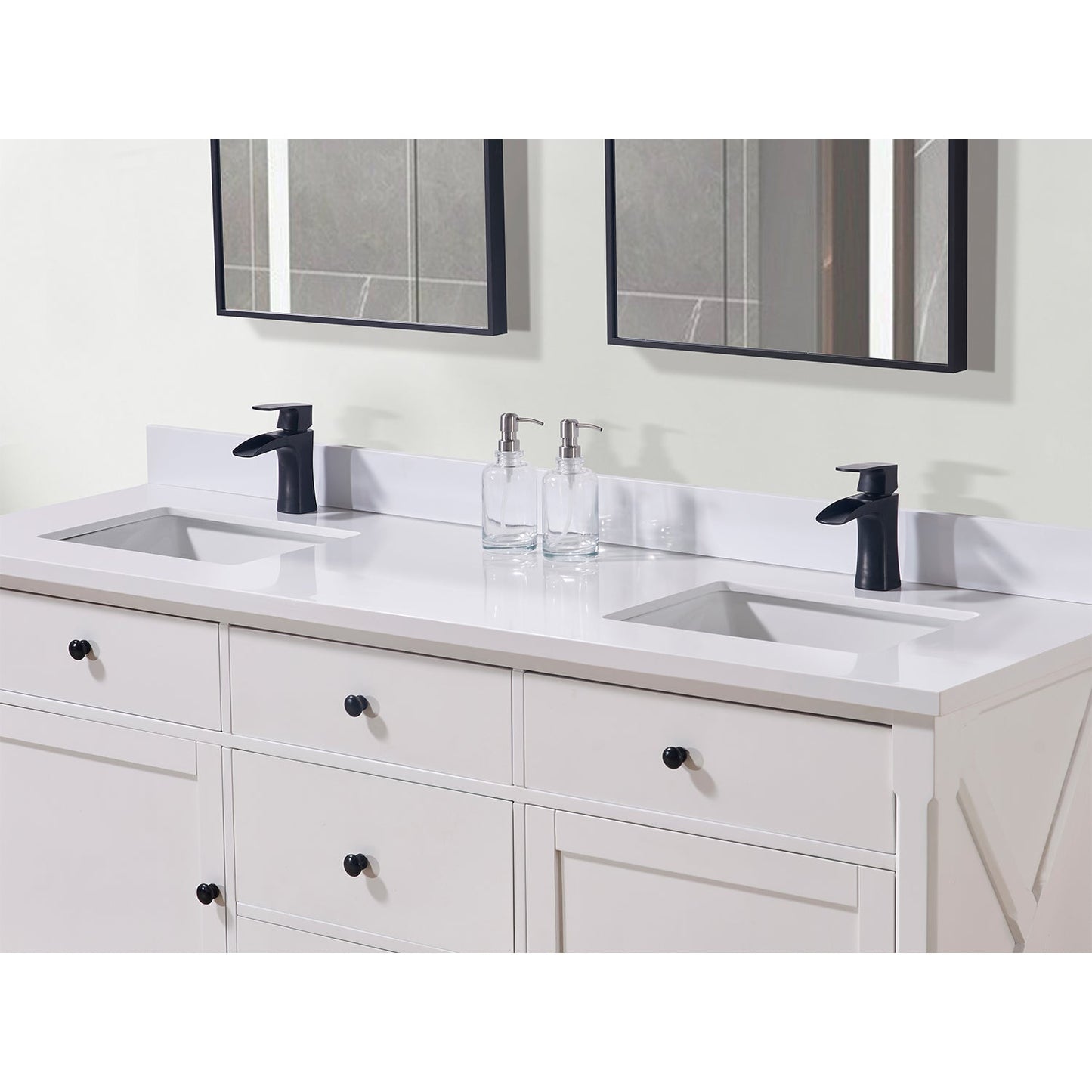 73"  Composite Stone Vanity Top in Snow White with White Sink