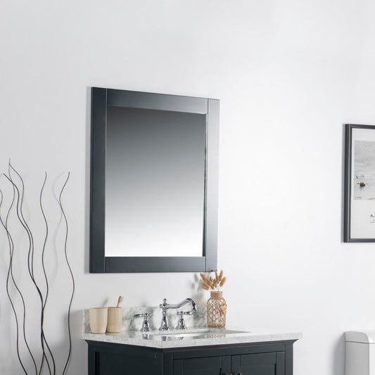 28" Solid wood frame mirror Dark Gray