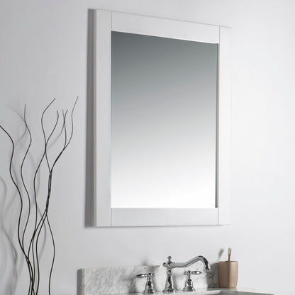 28" Solid wood frame mirror White