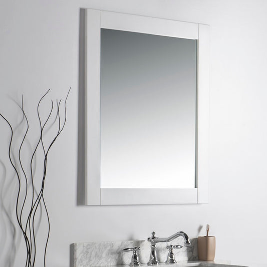 28" Solid wood frame mirror White