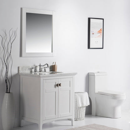 28" Solid wood frame mirror White