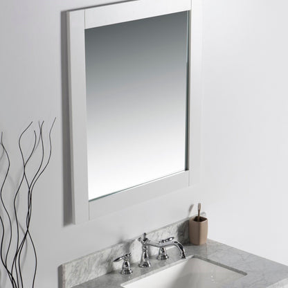 28" Solid wood frame mirror White