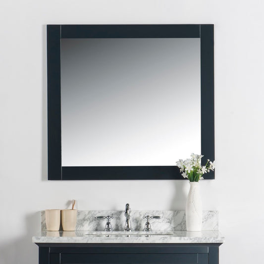 34" Solid wood frame mirror Dark Gray