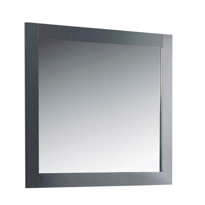 34" Solid wood frame mirror Dark Gray