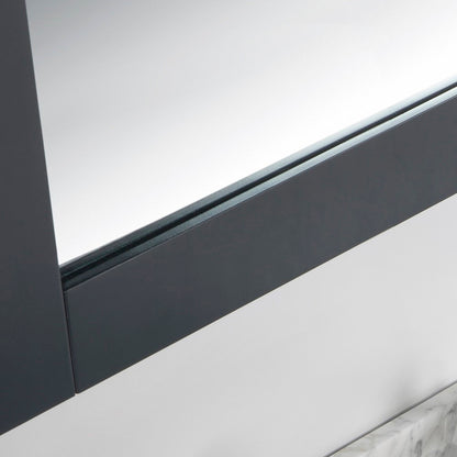 34" Solid wood frame mirror Dark Gray