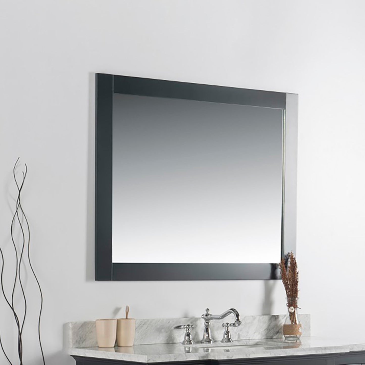 40" Solid wood frame mirror Dark Gray