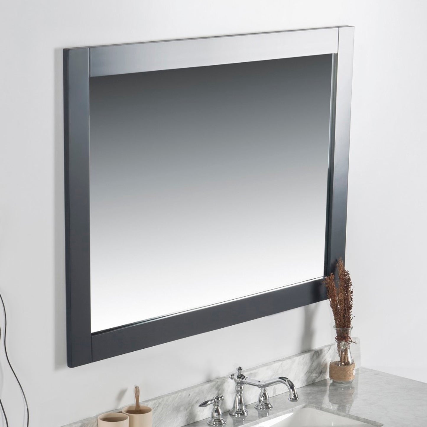 40" Solid wood frame mirror Dark Gray