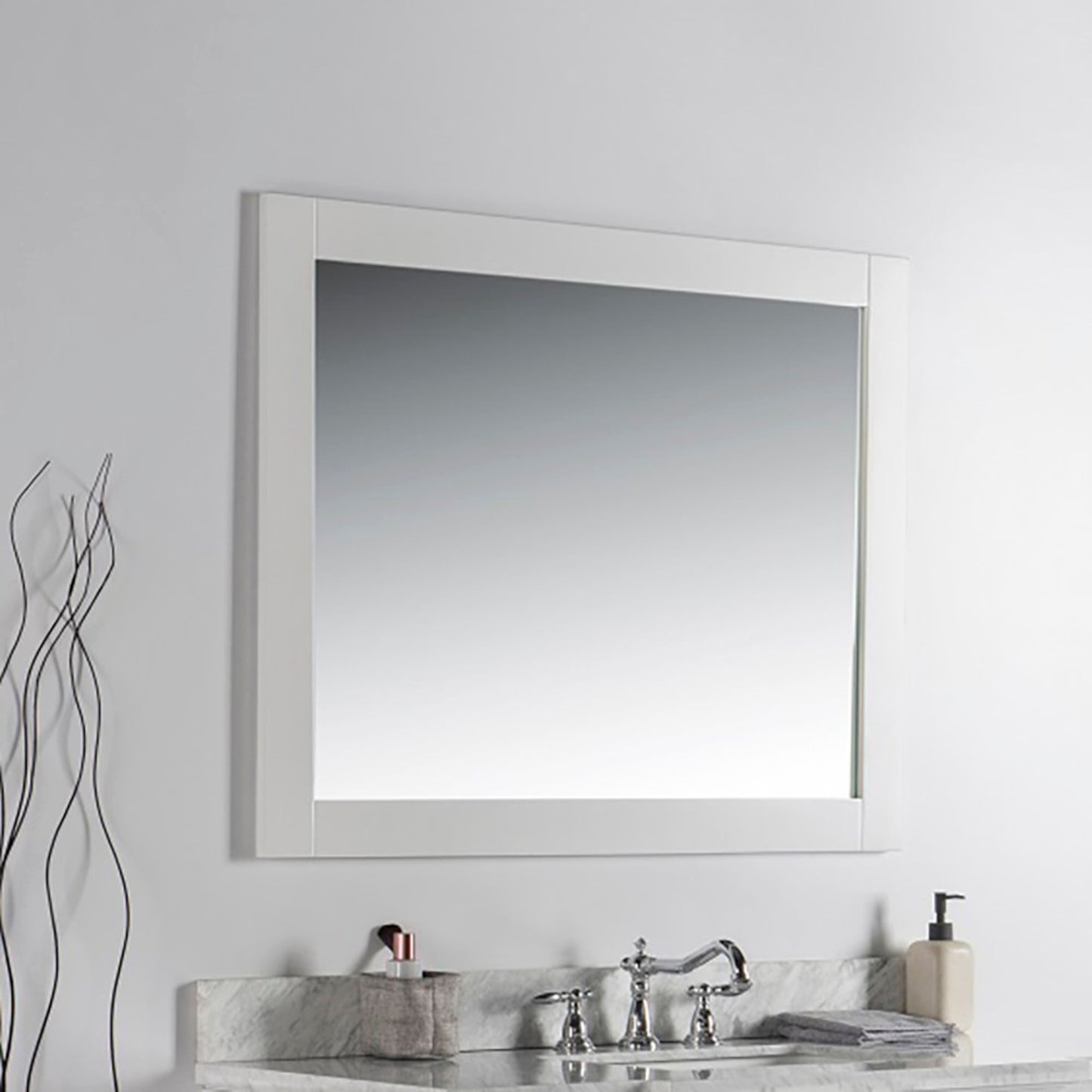 40" Solid wood frame mirror White