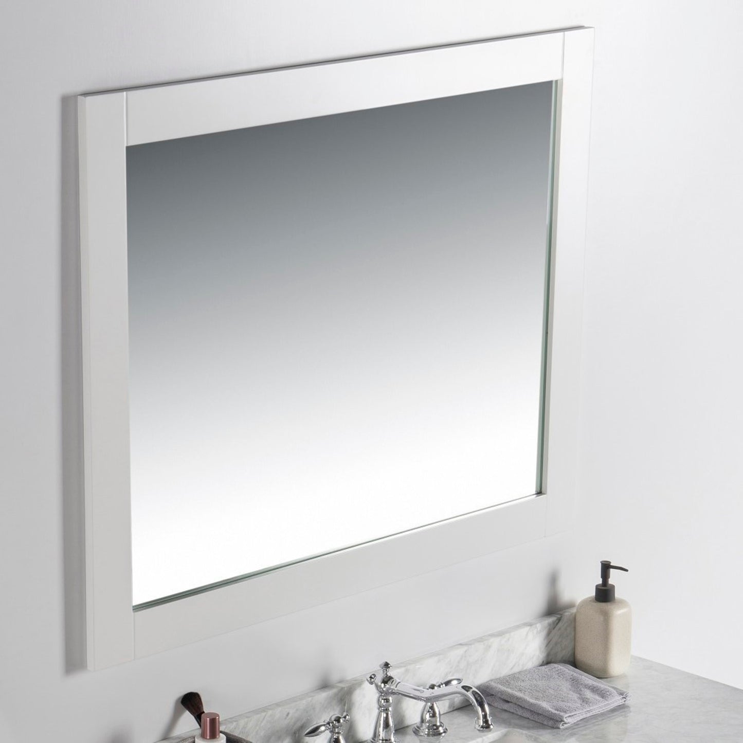 40" Solid wood frame mirror White