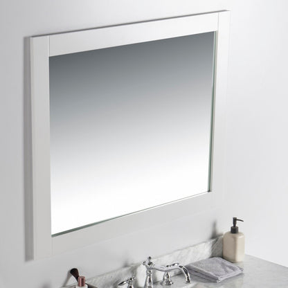 40" Solid wood frame mirror White