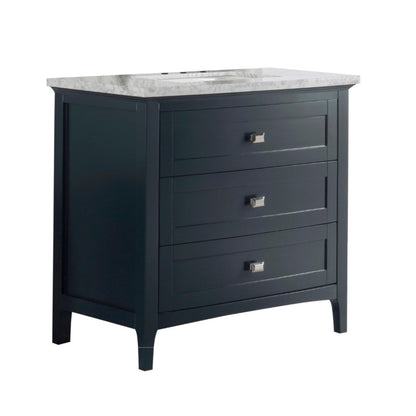 36" Single vanity dark gray white marble top